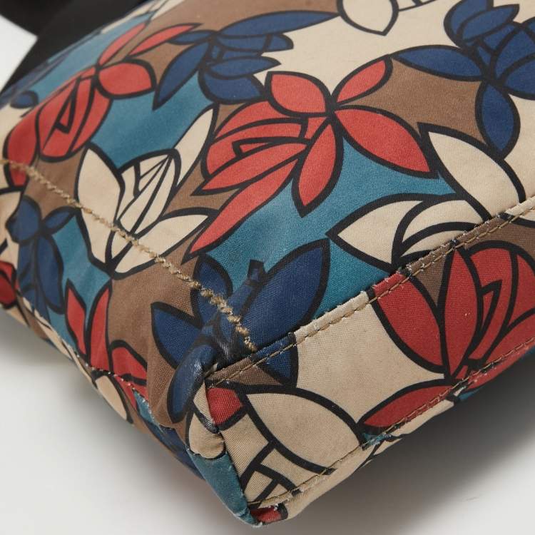 Pre Owned TUMI Multicolor Printed Nylon and Leather Zip Messenger Bag