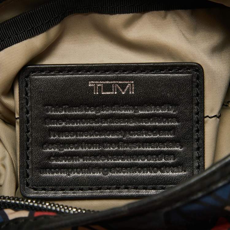 Pre Owned TUMI Multicolor Printed Nylon and Leather Zip Messenger Bag