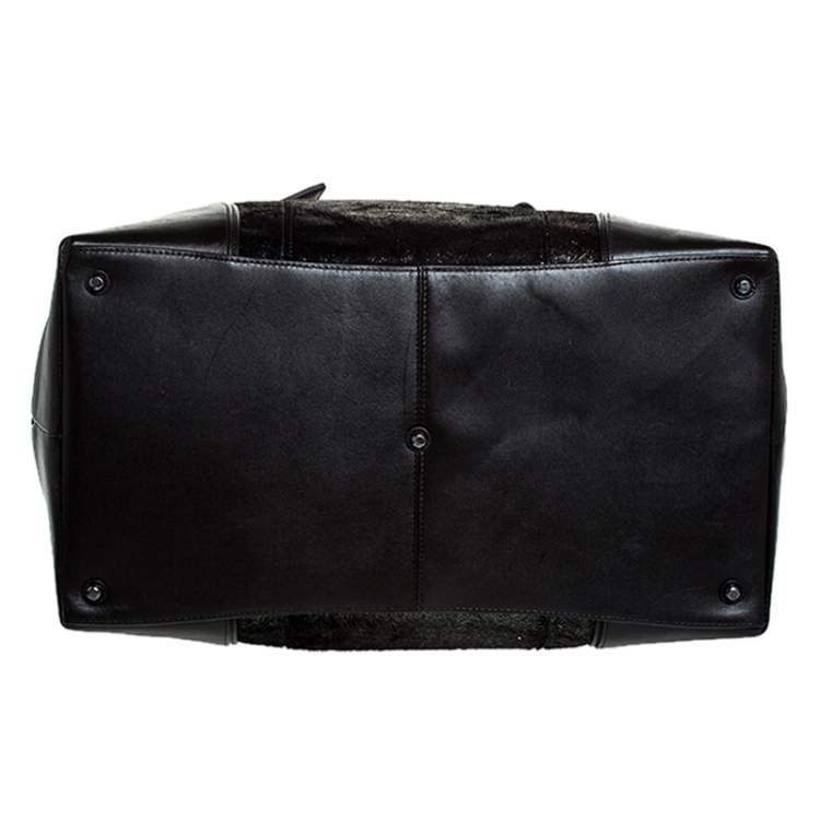 Pre Owned TUMI Black/Silver Calf hair and Leather Stamford Weekender Bag