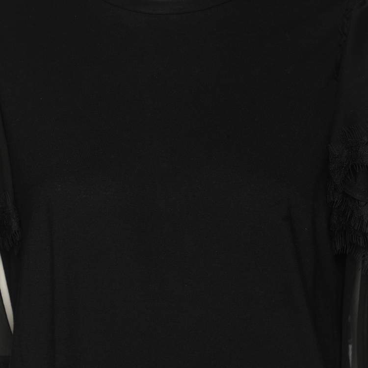 Pre Owned Twinset Black Cotton Ruffled Tops M