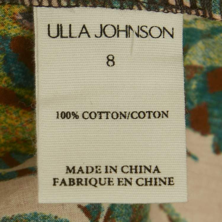 Pre Owned Ulla Johnson Brown Printed Cotton Olga Blouse M