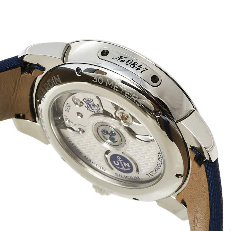 Pre Owned Ulysse Nardin Mother of Pearl Stainless Steel Diamonds Jade 3103-125/591.3 Women's Wristwatch 39 mm
