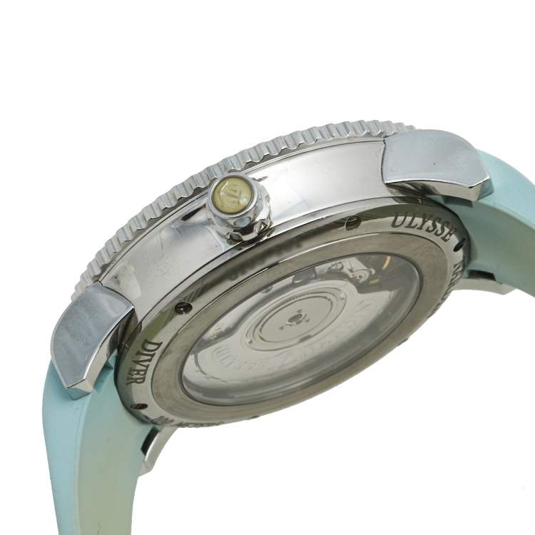 Pre Owned Ulysee Nardin Mother of Pearl Diamond Stainless Steel Rubber Lady Diver 8103-101  Women's Wristwatch 40 mm