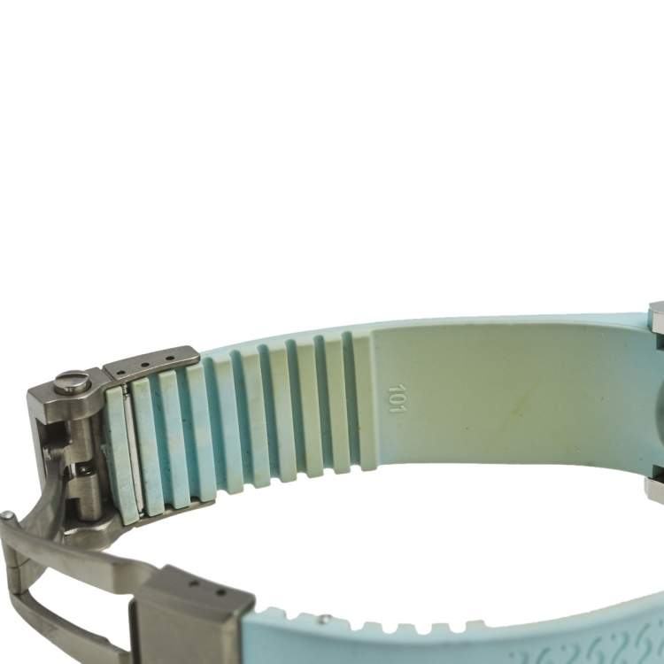 Pre Owned Ulysee Nardin Mother of Pearl Diamond Stainless Steel Rubber Lady Diver 8103-101  Women's Wristwatch 40 mm