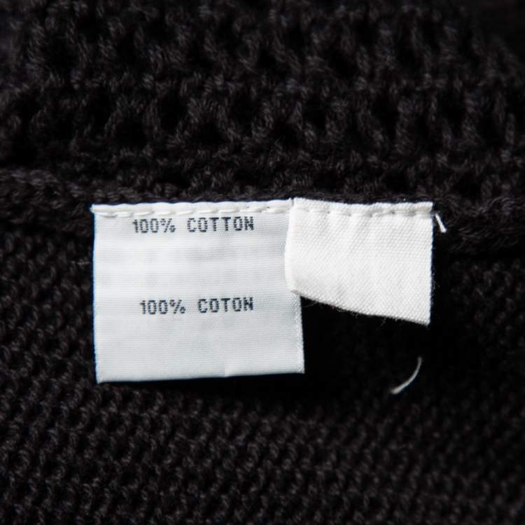 مملوكة مسبقًا Unconditional Black Cotton Zip Back Mesh Knitted Sweater M 