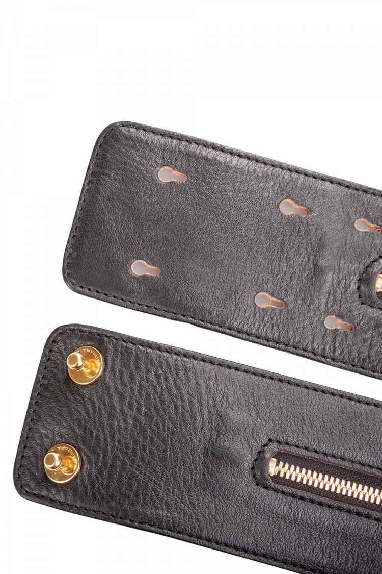 Pre Owned Barbara Bui Black Leather Zipper Waist Belt 36