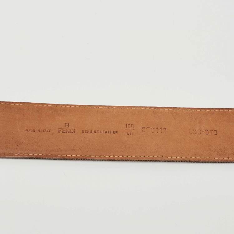 Pre Owned Fendi Tobacco Zucca Canvas and Leather FF Buckle Belt 100CM