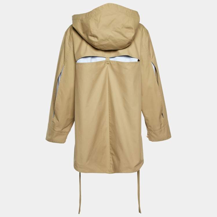 Pre Owned Loewe Beige Cotton Cut-Out Hooded Parka M