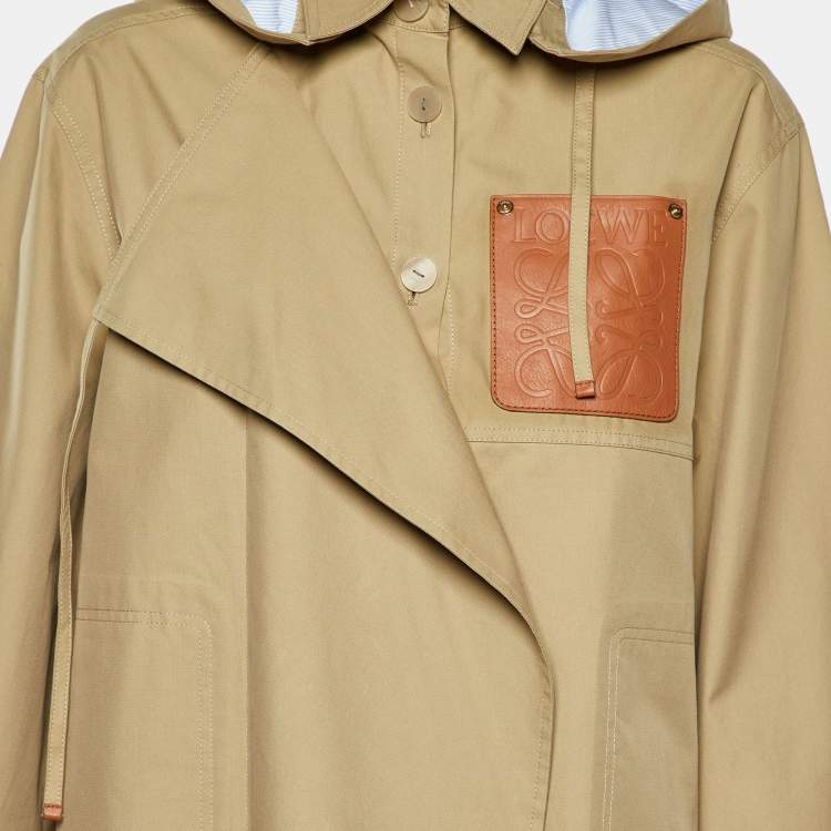 Pre Owned Loewe Beige Cotton Cut-Out Hooded Parka M