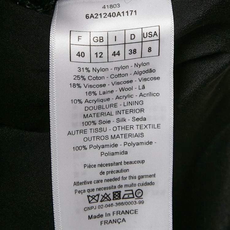 Pre Owned Christian Dior Black Tweed Flared Jacket M