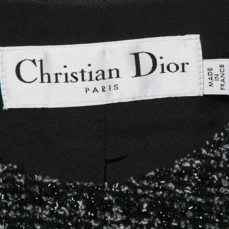 Pre Owned Christian Dior Black Tweed Flared Jacket M