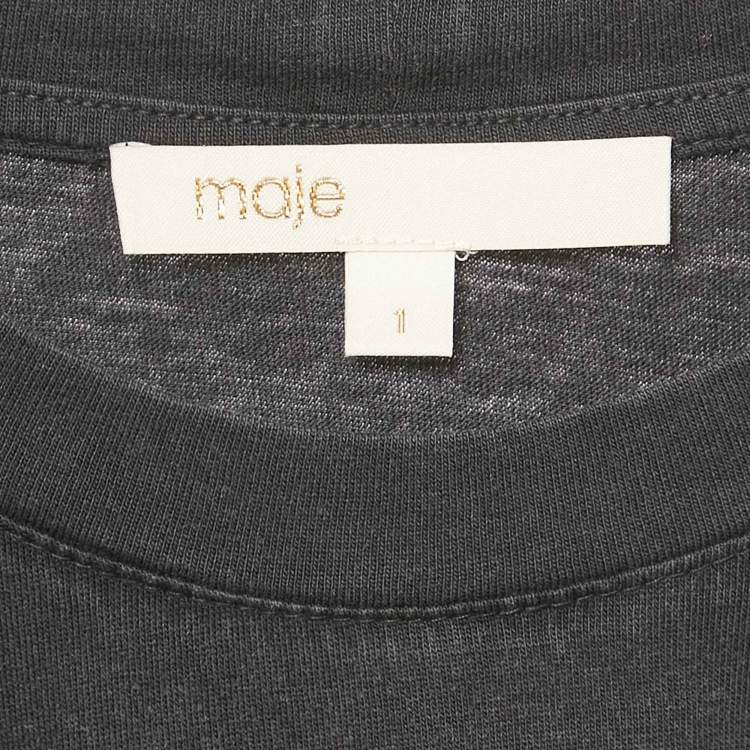 Pre Owned Maje Grey Paradise Embellished Jersey T-Shirt S
