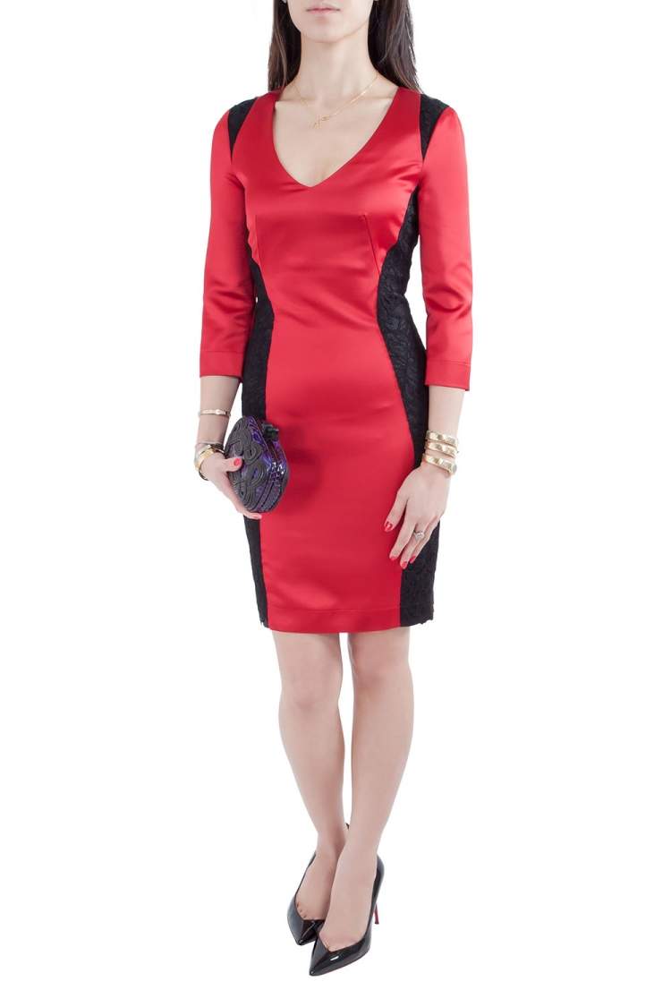 Red v neck sheath dress Clearance