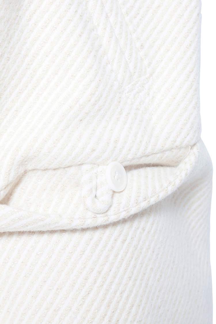 Pre Owned Tory Burch Cream Lurex Insert Fur Collar Detail Ivan Long Coat S
