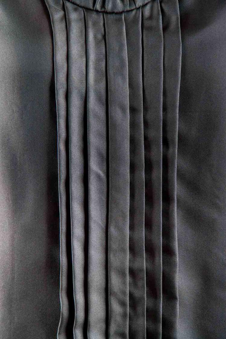 Pre Owned Salvatore Ferragamo Blue Silk Pleated Sleeveless Top L