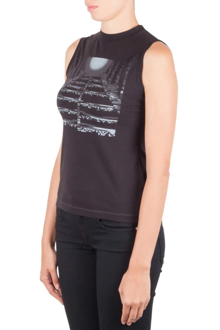 Pre Owned Peter Pilotto Black Cotton Pixel Moon Printed Tank Top M