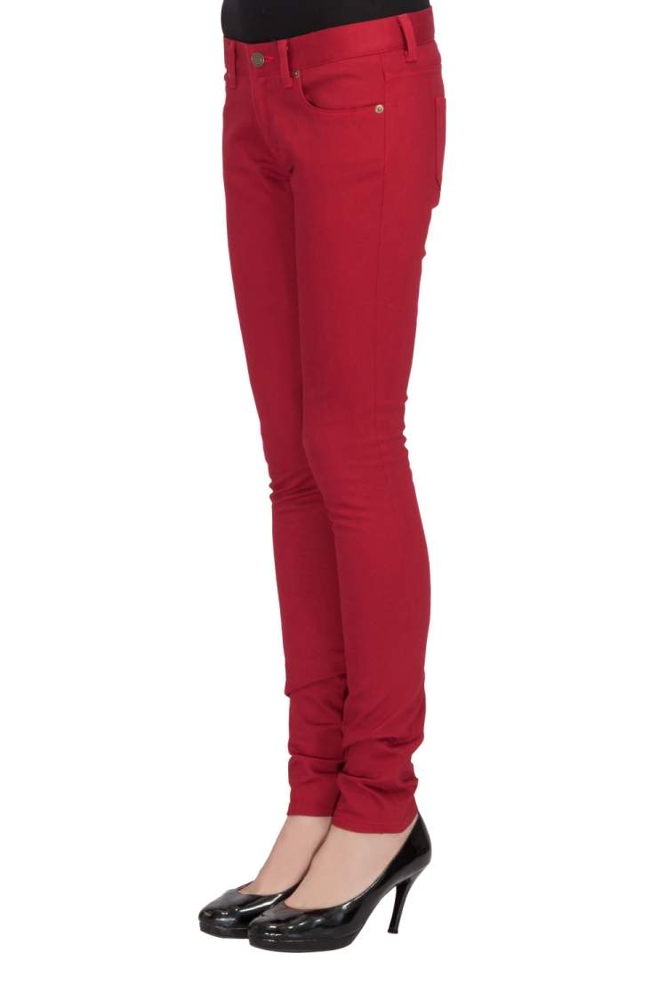 red stretch skinny jeans