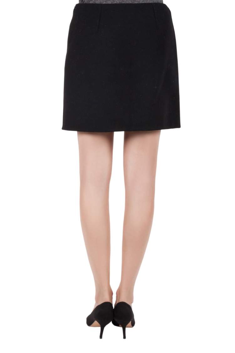 Pre Owned Stella McCartney Black Wool Jeanne Face Embroidered Melton Mini Skirt S