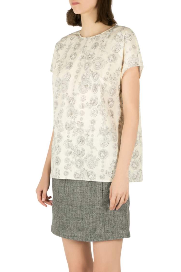 Pre Owned Dolce & Gabbana Pale Yellow Ancient Roman Coin Print Cotton Top L