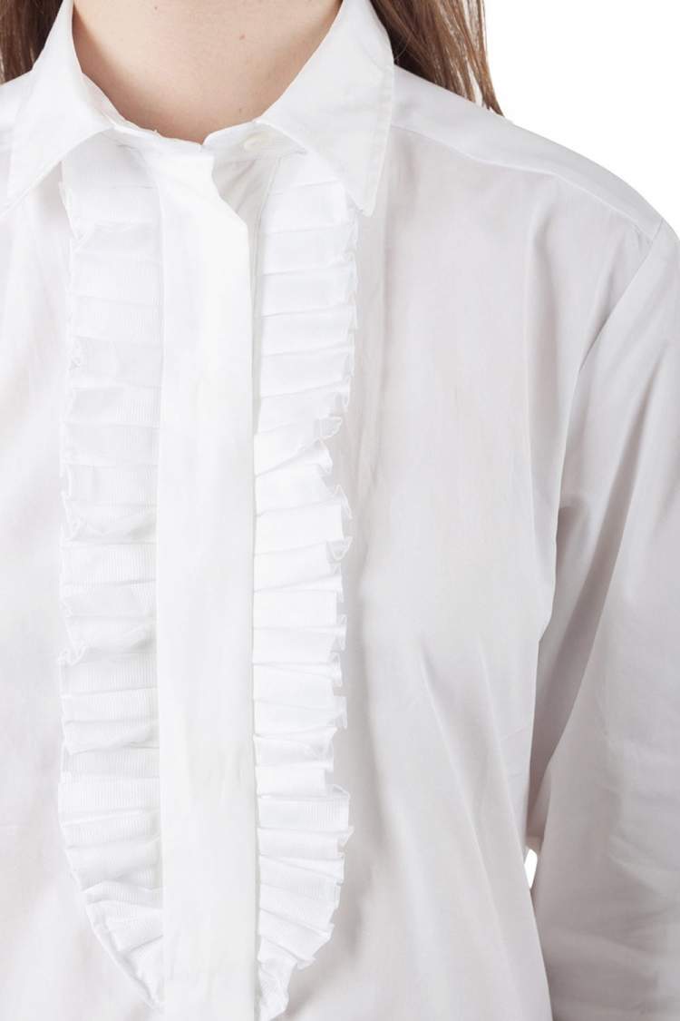 Pre Owned See by Chloe White Cotton Pleated Trim Shirt Dress S