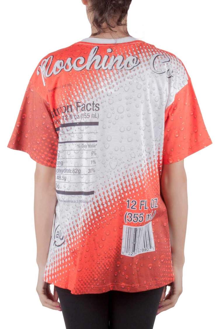 Pre Owned Moschino Couture Red Soda Can Printed Cotton Oversized T Shirt XS