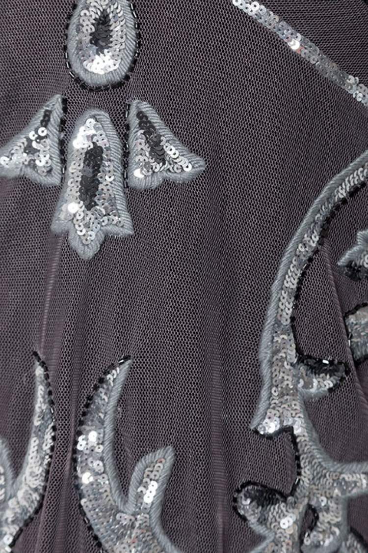 Pre Owned Temperley London Slate Grey Sheer Hayward Sequined Tulle Lauren Top M