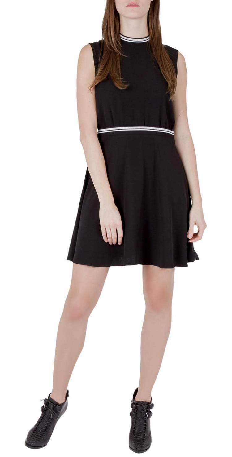 Pre Owned Victoria Victoria Beckham Black Crepe Ribbed Trim Sleeveless Mini Dress M