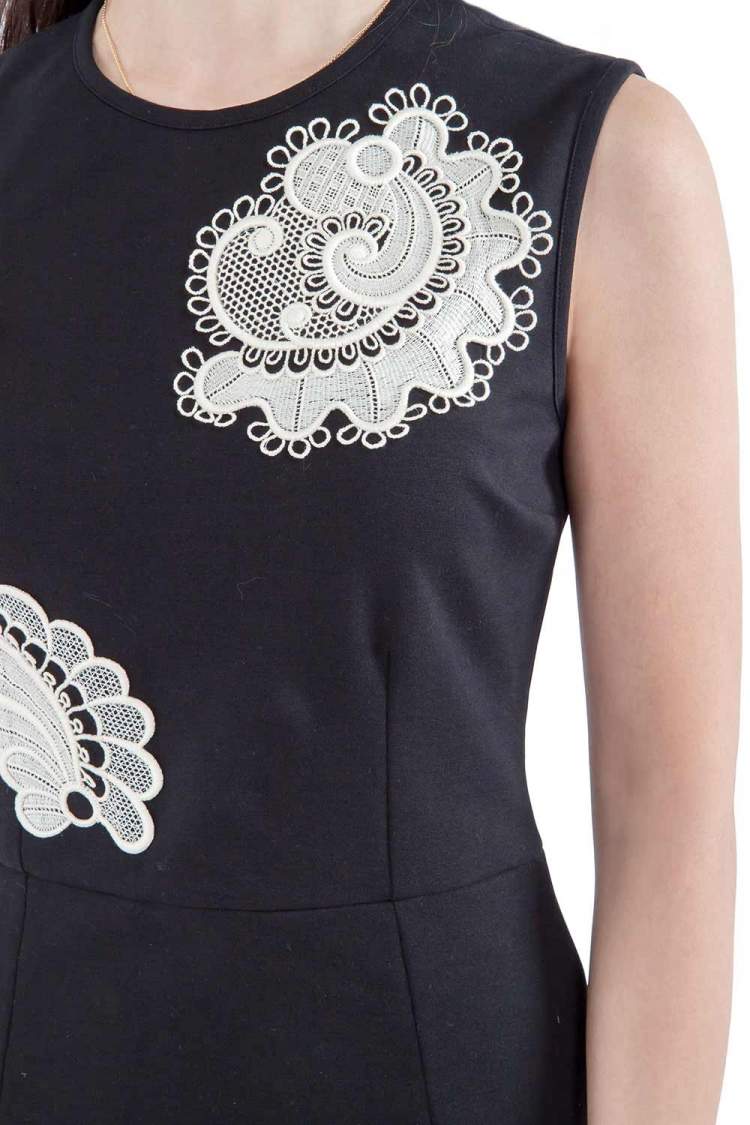 Pre Owned Stella McCartney Black Cotton Stretch Crochet Applique Detail Sleeveless Pencil Dress M