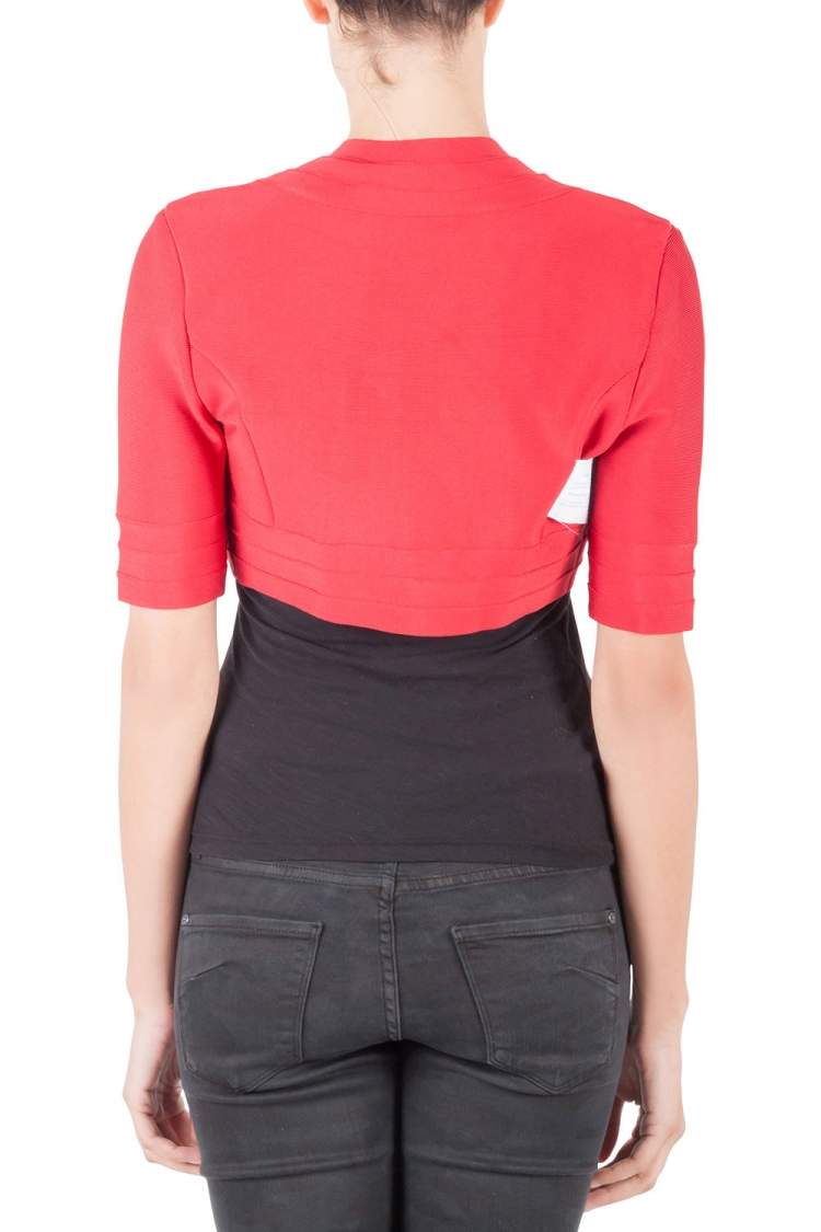 Pre Owned Herve Leger Lipstick Red Knit Cropped Brilynn Jacket S