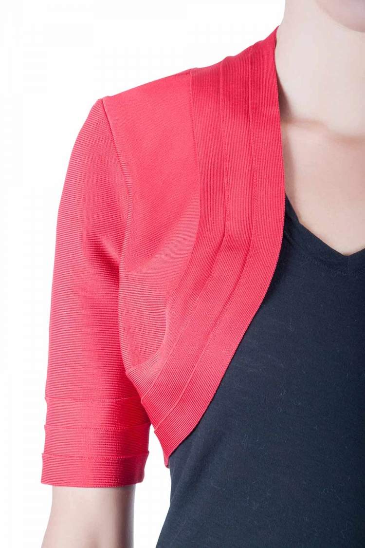 Pre Owned Herve Leger Lipstick Red Knit Cropped Brilynn Jacket S