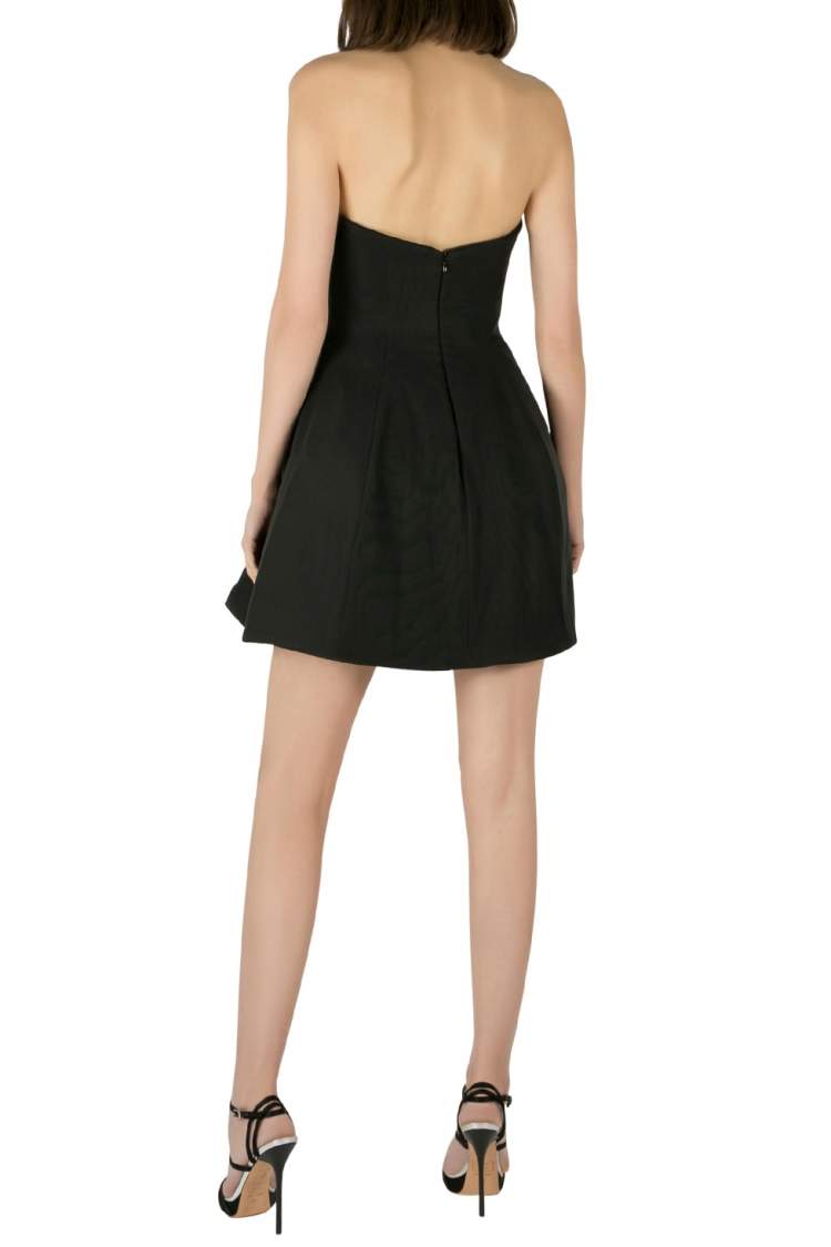 Pre Owned Marchesa Notte Black Cotton Silk Floral Sequined Appliqué Strapless Mini Dress S