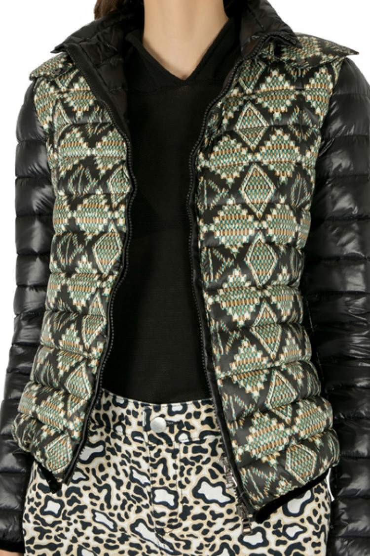 Pre Owned Etro Black Aztec Print Detachable Hood Detail Puffer Jacket M