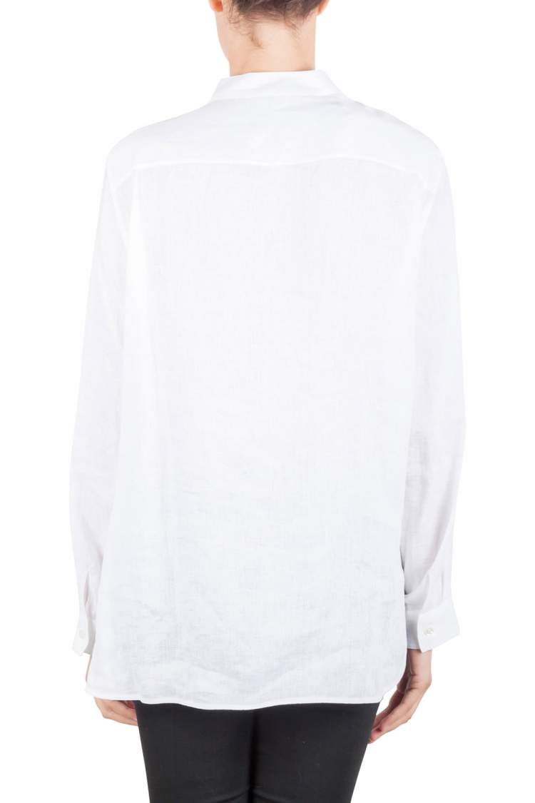 Pre Owned Armani Collezioni Off White Linen Pleat Detail Long Sleeve Blouse XL