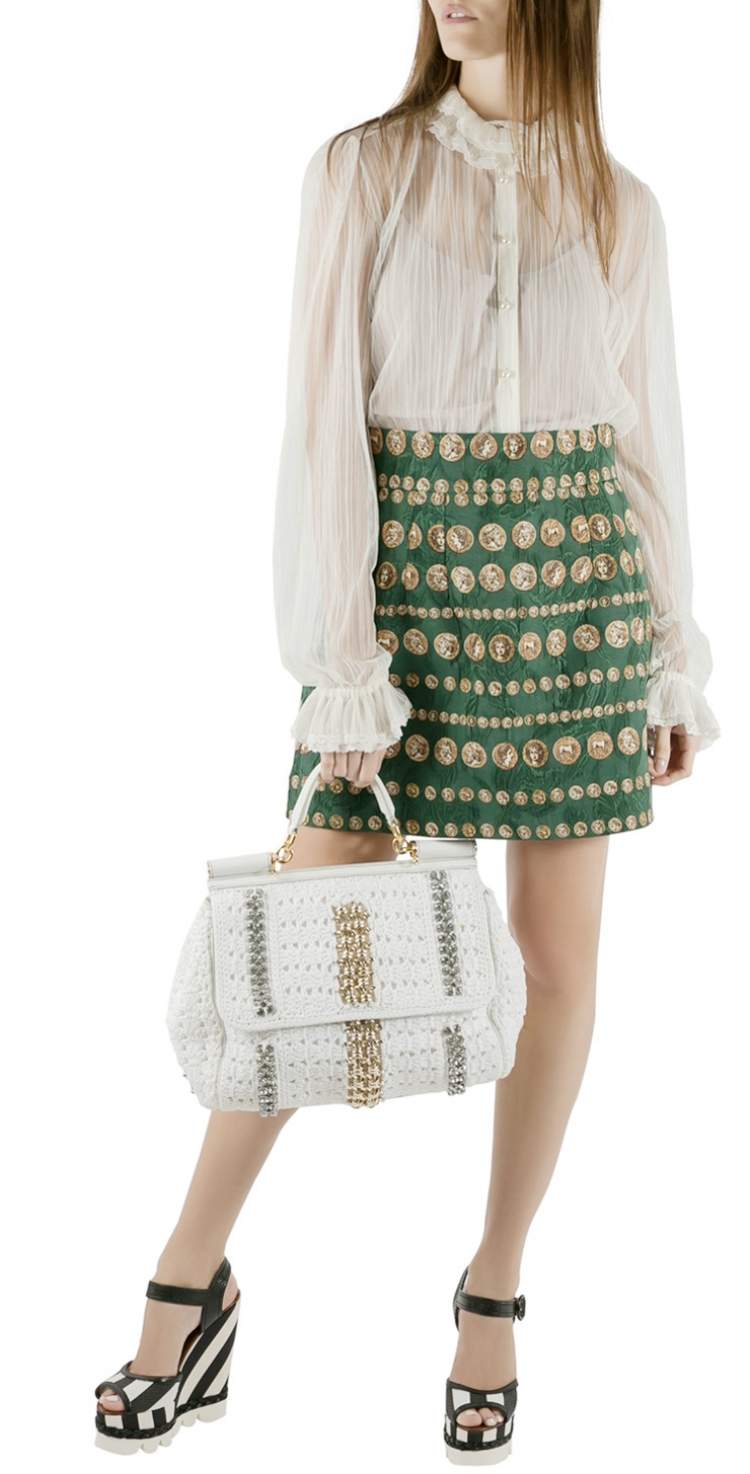 Pre Owned Dolce & Gabbana Off White Sheer Tulle Layered Collar Long Sleeve Shirt M