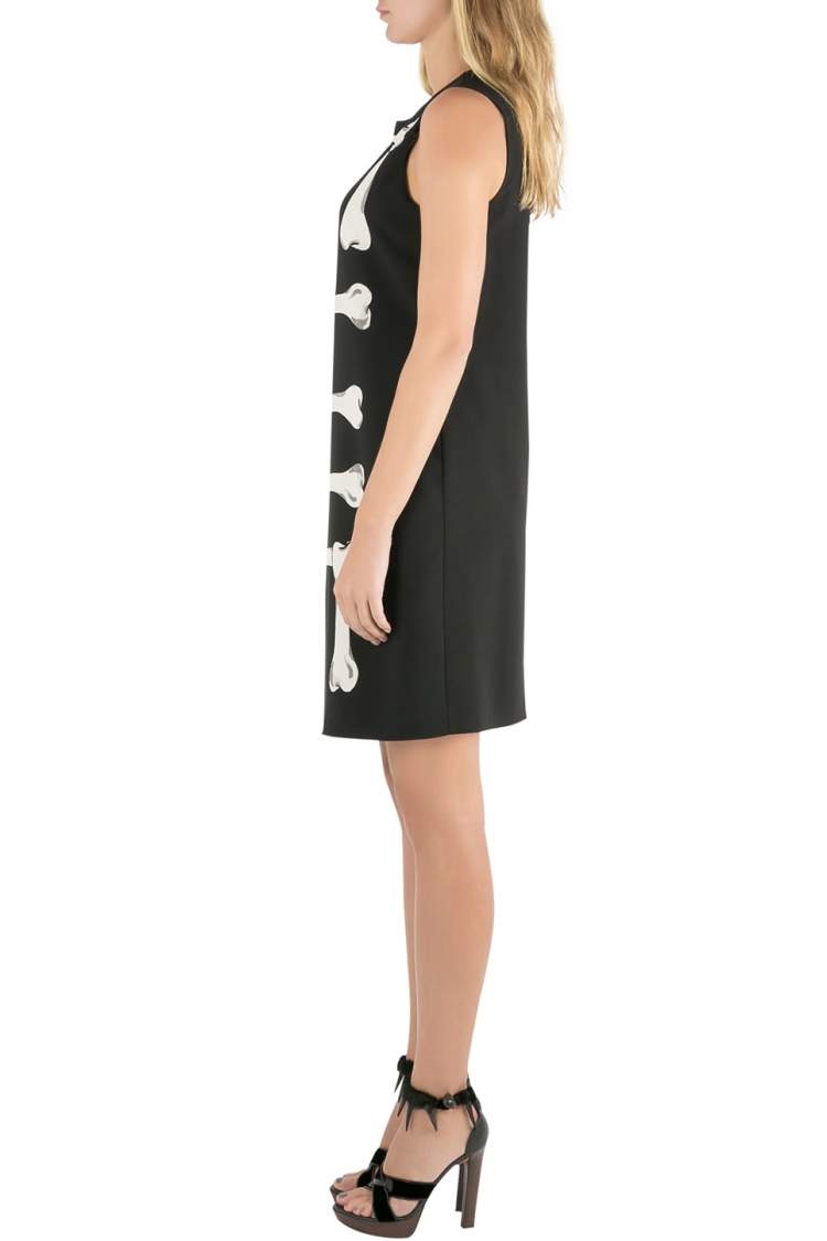 Pre Owned Moschino Cheap and Chic Black Crepe Skeleton Print Dress S 