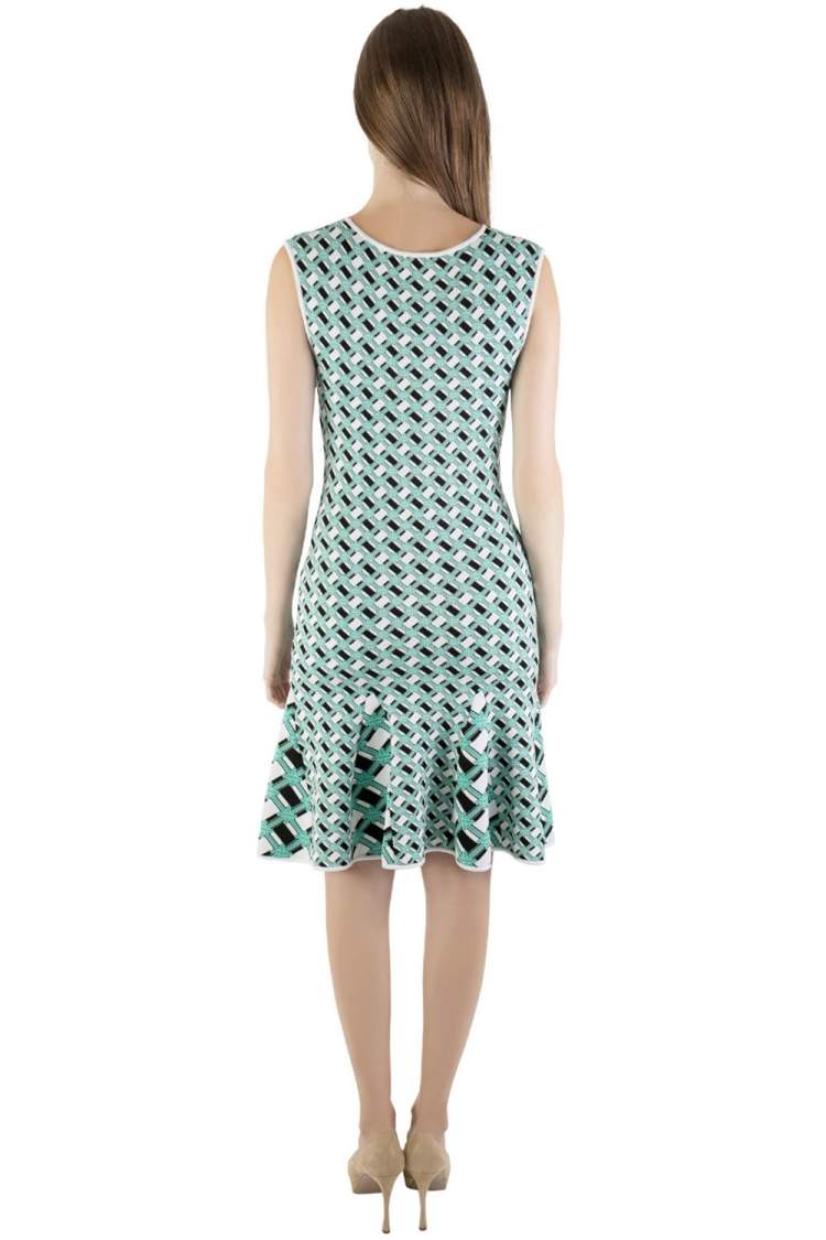 Pre Owned Zac Zac Posen  Multicolored Knit Geometric Pattern Godet Dress S