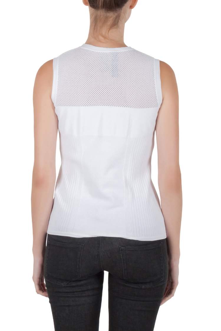 مملوكة مسبقًا Versace White Stretch Knit Maglia Donna Top M 