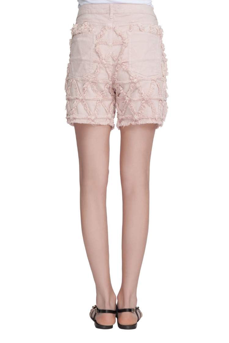 Pre Owned Isabel Marant Pink Frayed Stretch Denim Gustave Shorts L