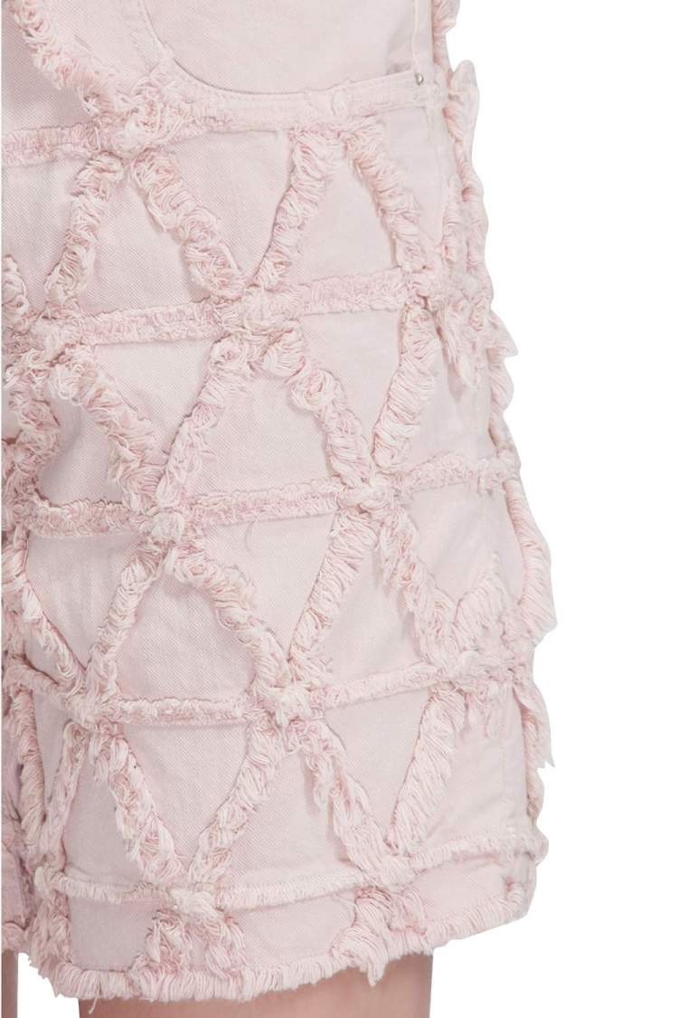 Pre Owned Isabel Marant Pink Frayed Stretch Denim Gustave Shorts L