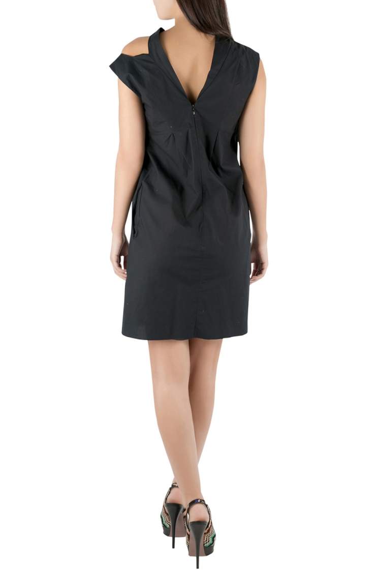 Pre Owned Marni Black Cotton Bow Knot Detail Shift Dress XS 