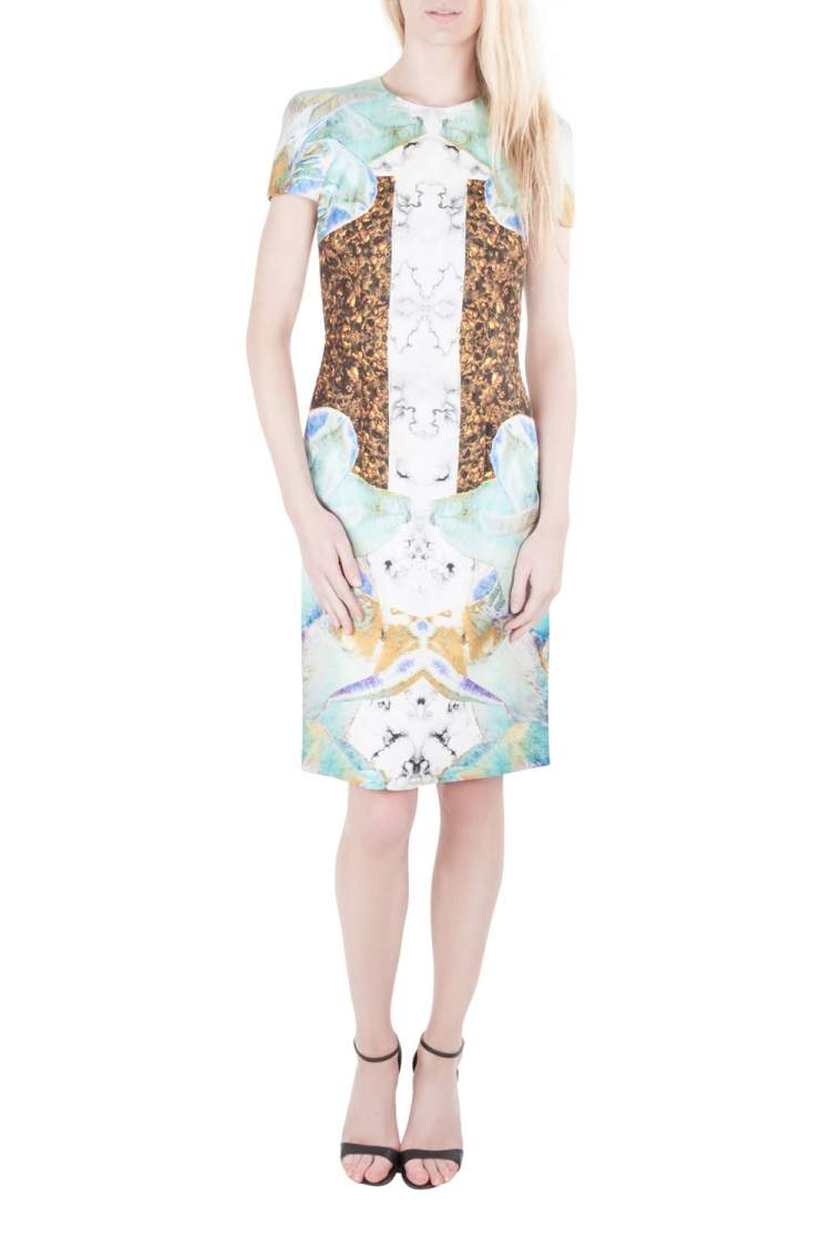 مملوكة مسبقًا Josh Goot Multicolor Marbled Digital Print Silk Sheath Dress S