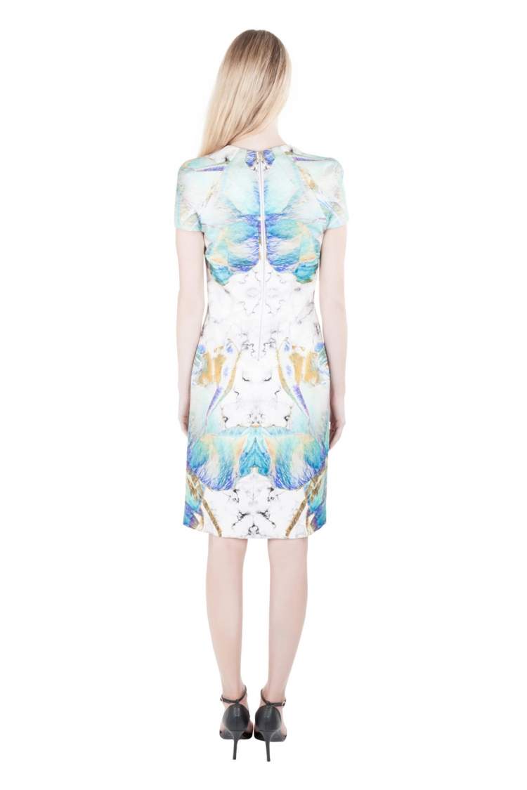 مملوكة مسبقًا Josh Goot Multicolor Marbled Digital Print Silk Sheath Dress S