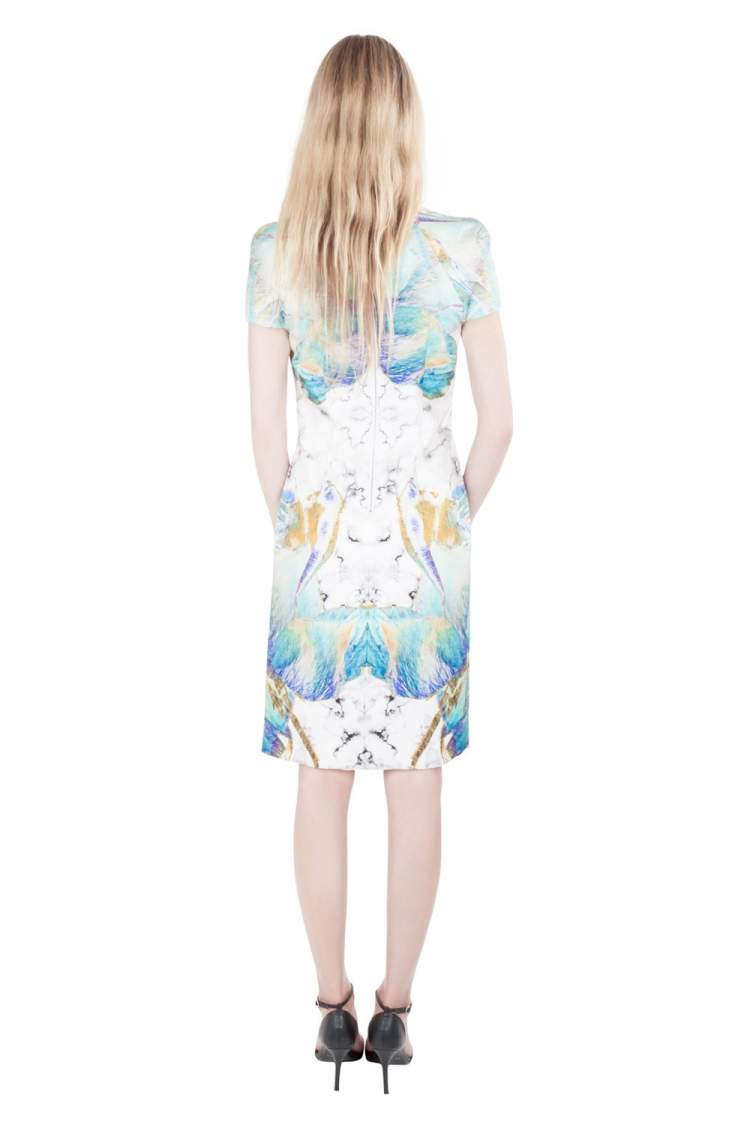مملوكة مسبقًا Josh Goot Multicolor Marbled Digital Print Silk Sheath Dress S