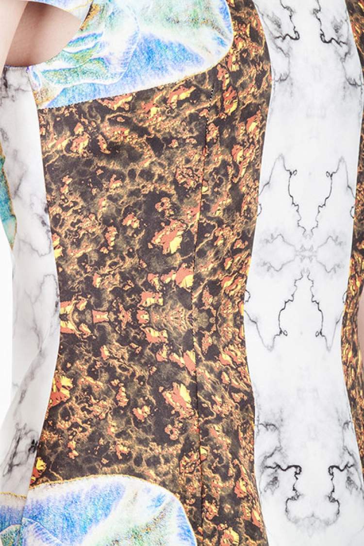 مملوكة مسبقًا Josh Goot Multicolor Marbled Digital Print Silk Sheath Dress S