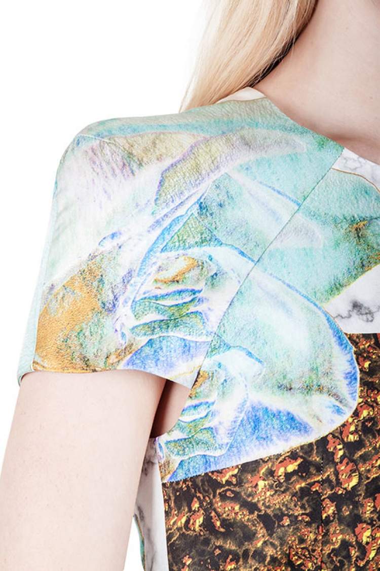 مملوكة مسبقًا Josh Goot Multicolor Marbled Digital Print Silk Sheath Dress S