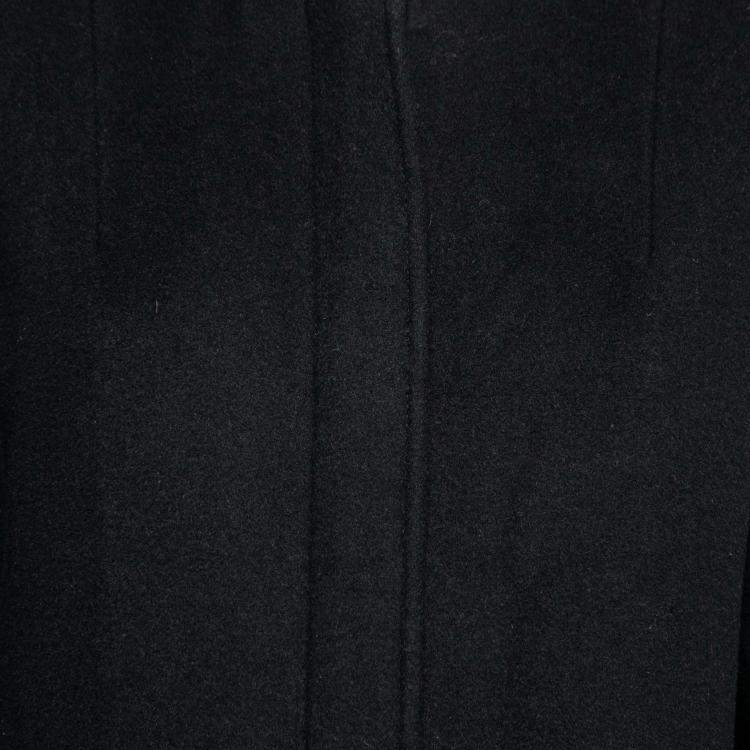Pre Owned Rebecca Taylor Black Boucle Mid Length Zip Front Coat M 