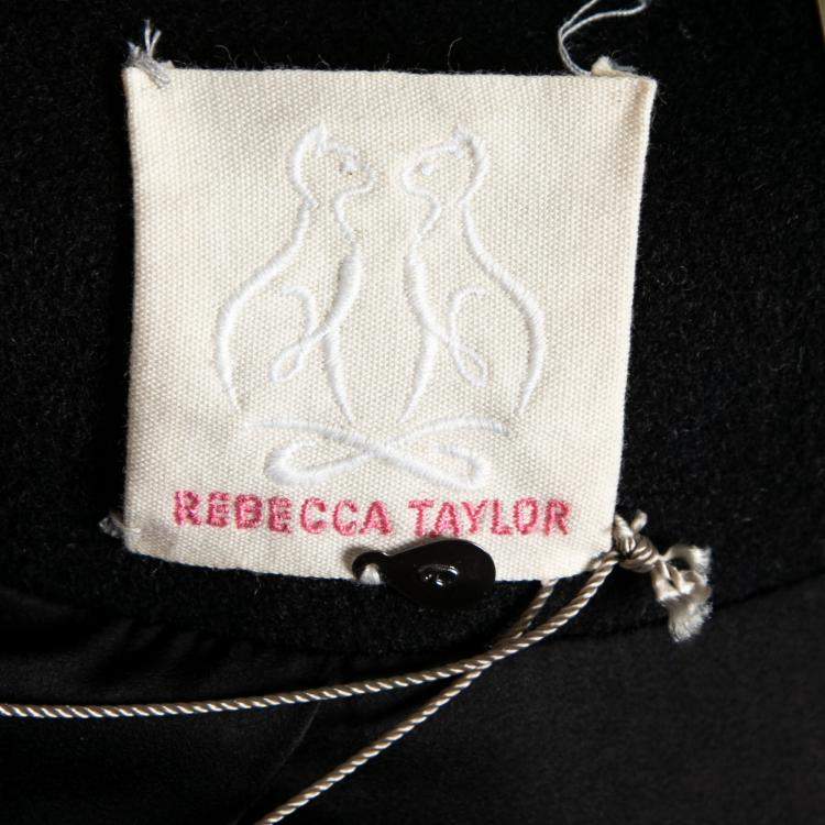 Pre Owned Rebecca Taylor Black Boucle Mid Length Zip Front Coat M 