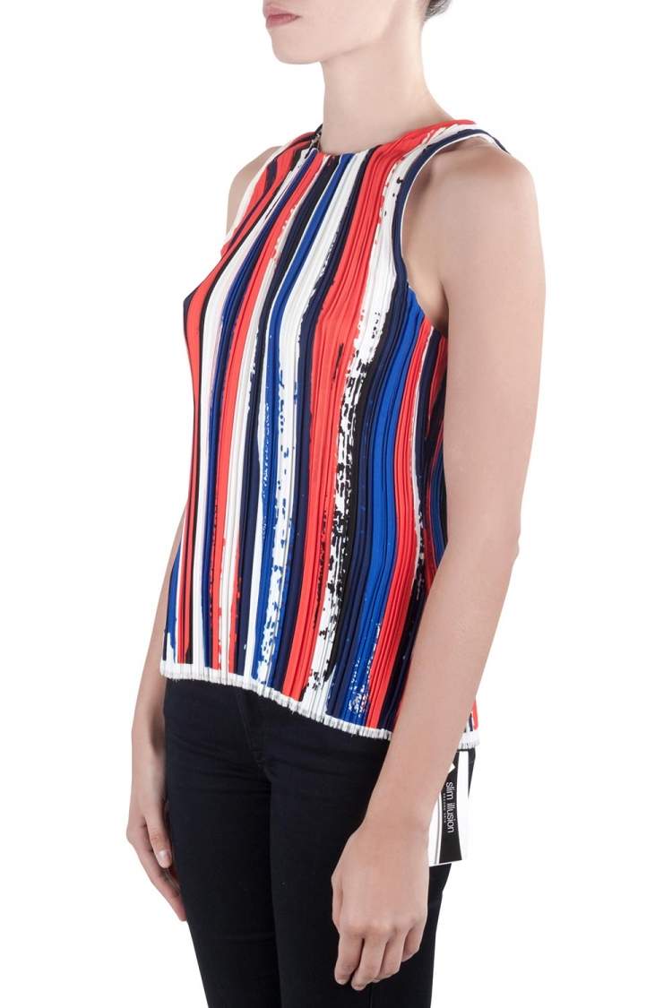 Pre Owned Dion Lee II Multicolor Plisse Striped Knit Sleeveless Top M
