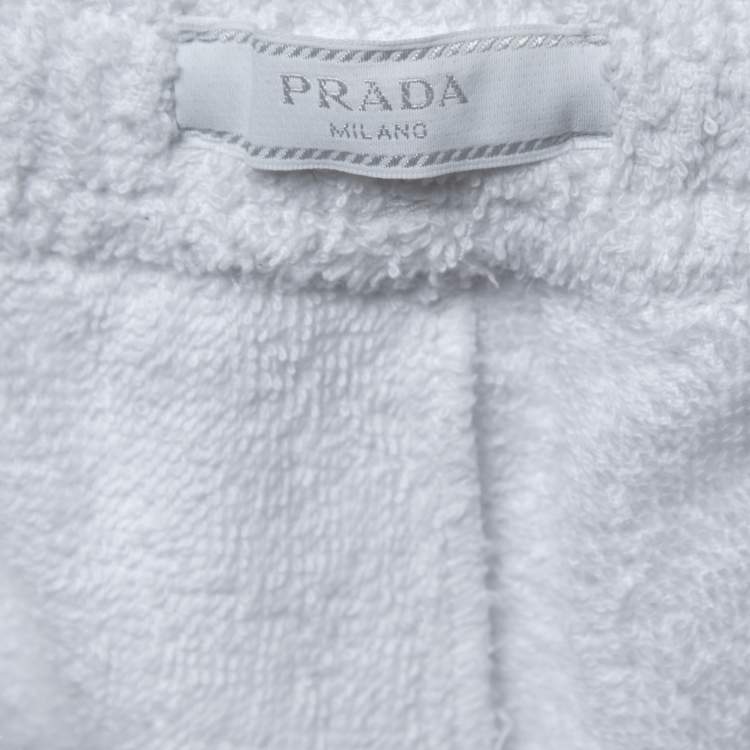 Pre Owned Prada White Terry Cotton Shorts L