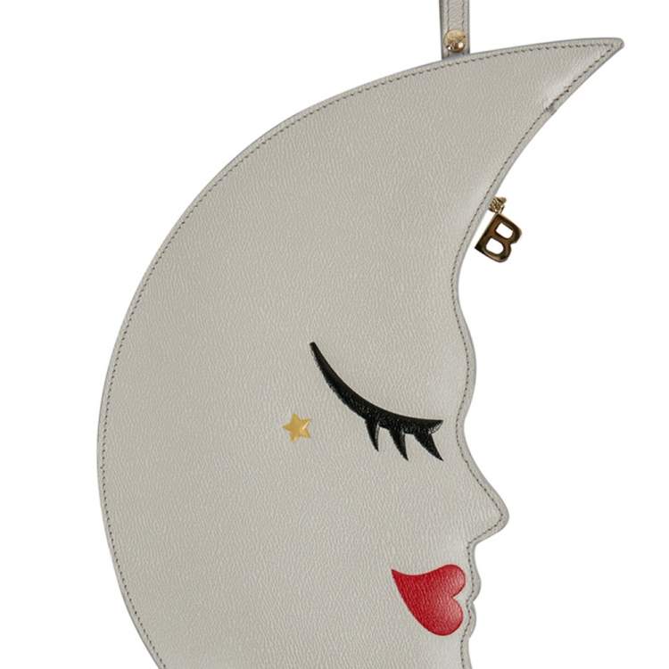 مملوكة مسبقًا Charlotte Olympia Light Grey Leather Beauty Sleep Wristlet Clutch